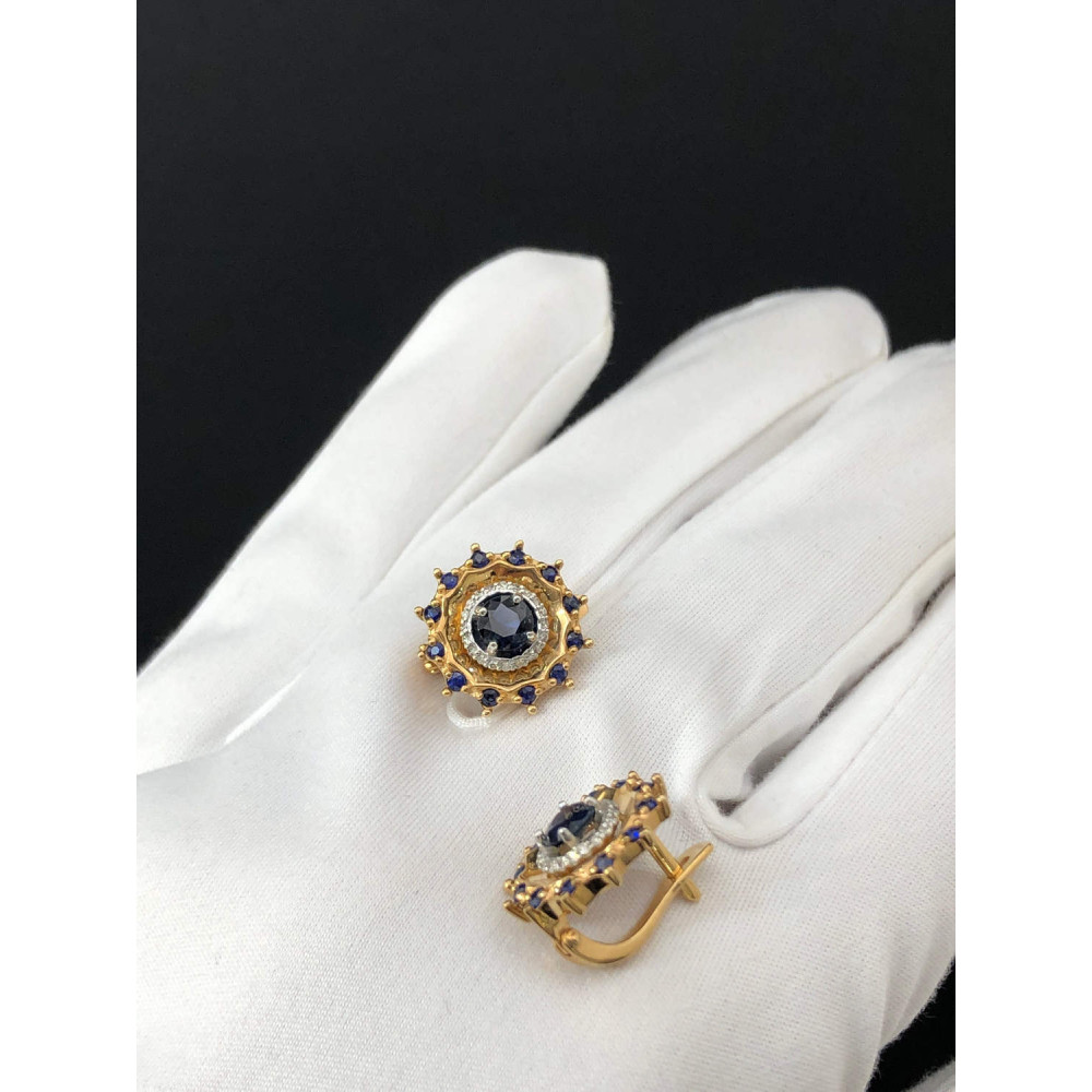 Золотые серьги с сапфирами и бриллиантами 1/56 73