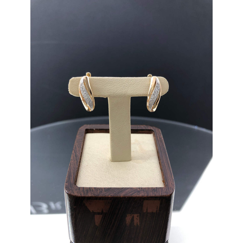 Золотые серьги с английским замком с бриллиантами 1/56 147