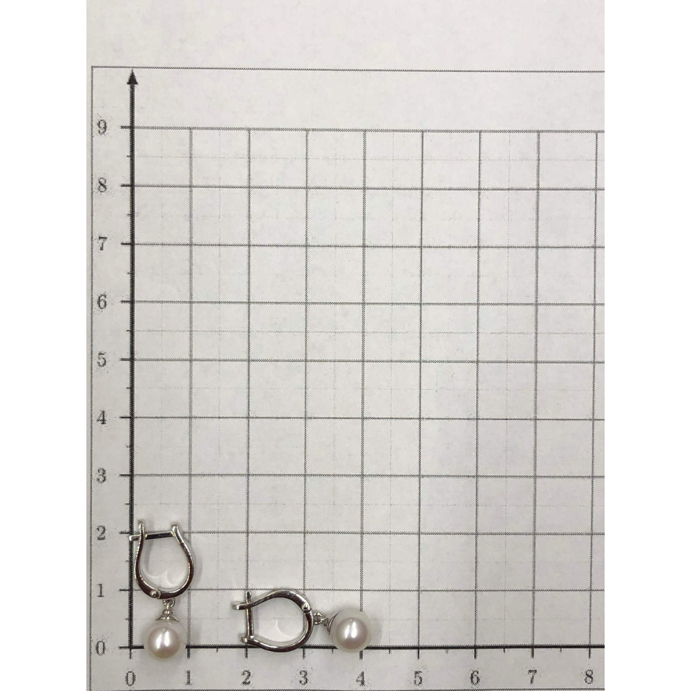 Серьги в белом золоте с жемчугом на английском замке 0/55 275