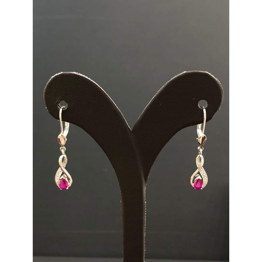 Серьги в белом золоте с рубином и бриллиантами 2/72 83