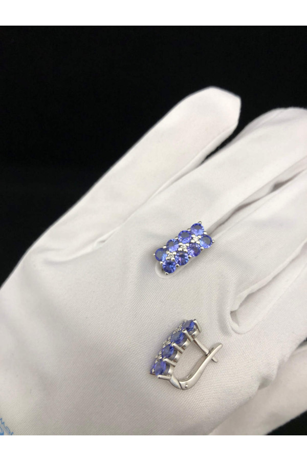 Tansaniitide ja briljantidega valgest kullast inglise lukuga kõrvarõngad 1/56 158