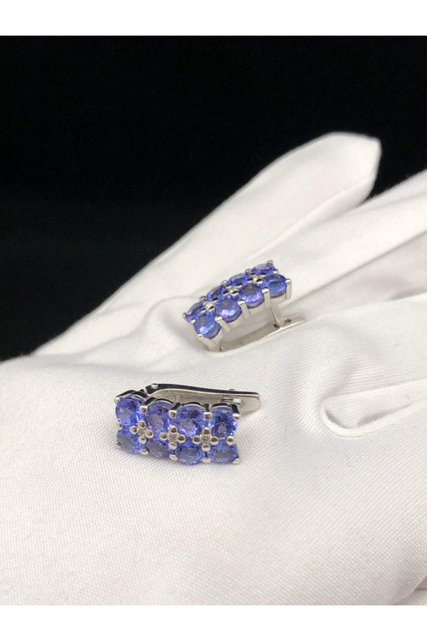 Tansaniitide ja briljantidega valgest kullast inglise lukuga kõrvarõngad 1/56 158