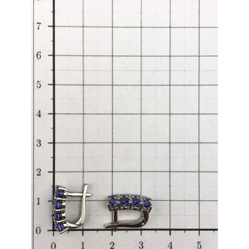 Серьги в белом золоте с танзанитами и бриллиантами с английским замком 1/56 158