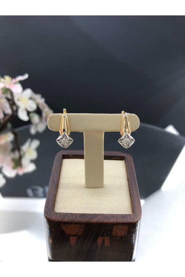 Inglise lukuga kuldkõrvarõngad teemantidega 0/44 25