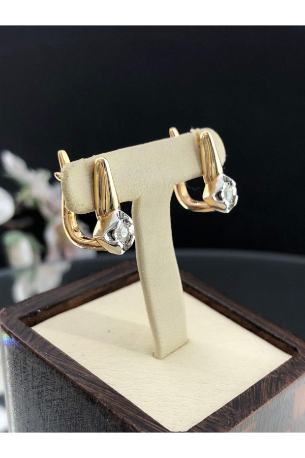 Inglise lukuga kuldkõrvarõngad teemantidega 0/44 25
