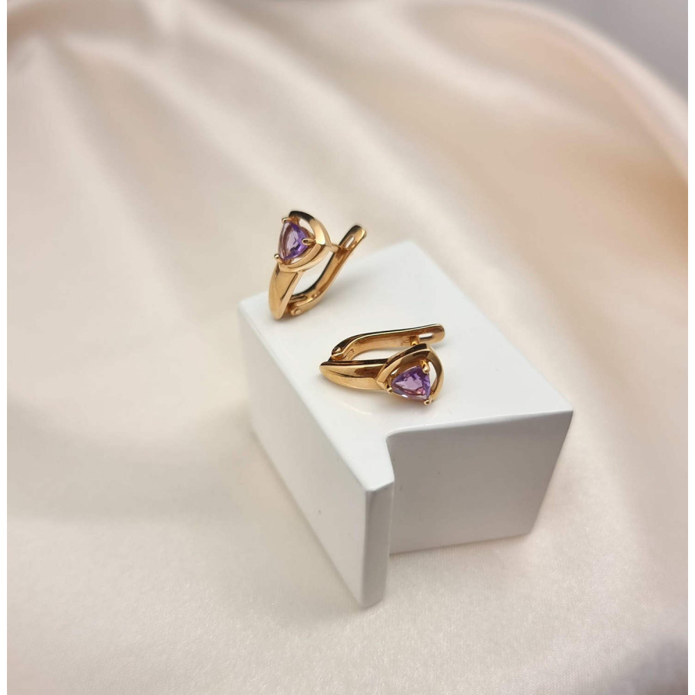 Серьги с аметистами огранка "трилон" 39/23 138