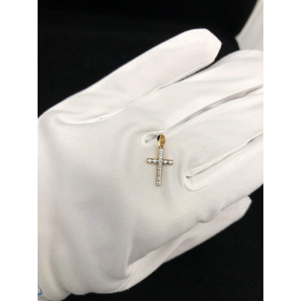 Золотая подвеска крест с бриллиантами 1/56 86