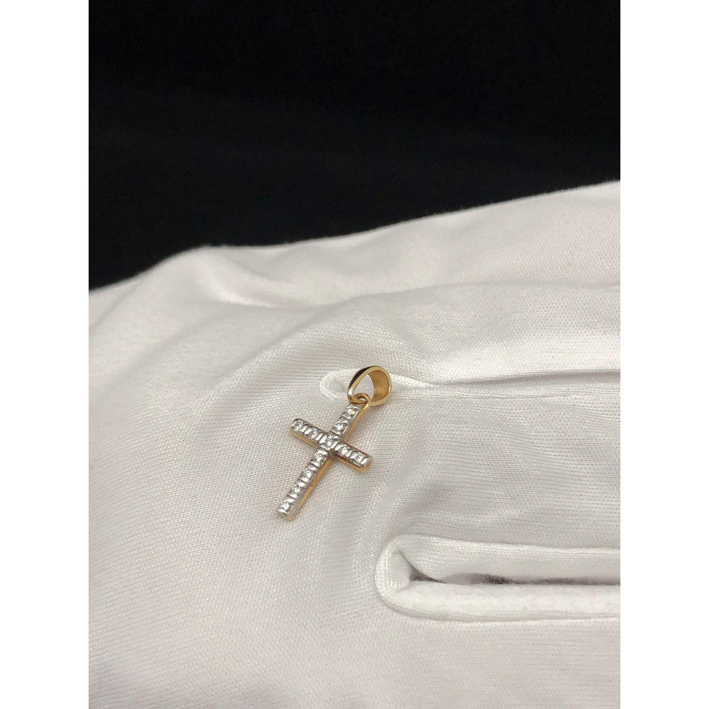 Золотая подвеска крест с бриллиантами 1/56 86