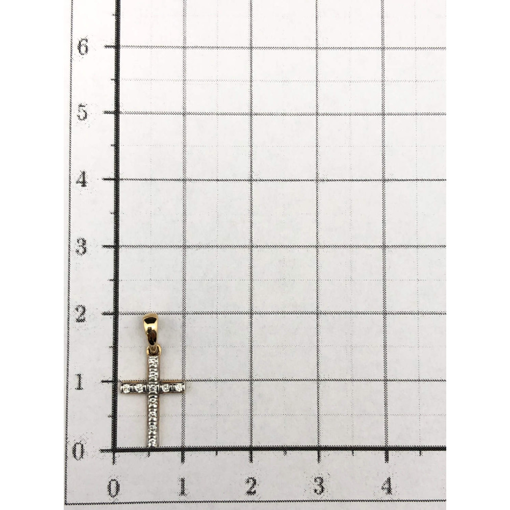 Золотая подвеска крест с бриллиантами 1/56 86