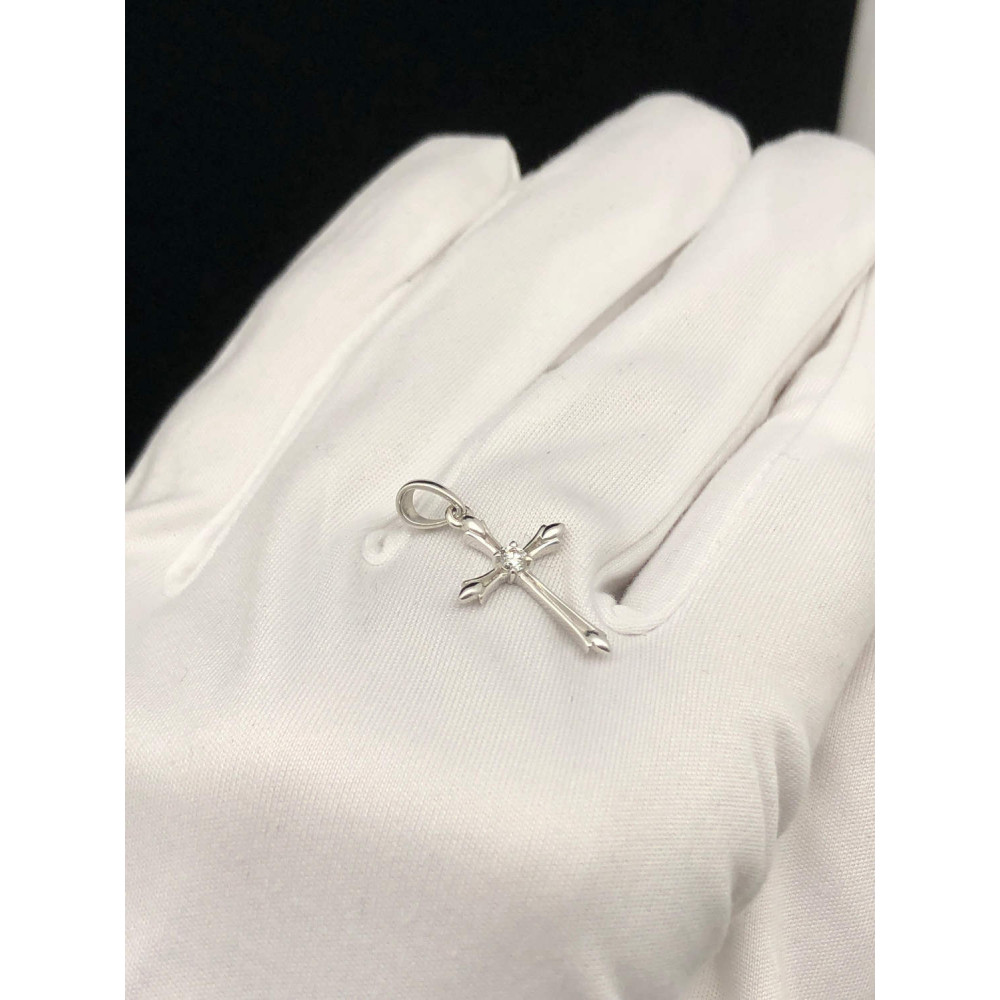 Подвеска крест из белого золота с бриллиантом 1/56 168