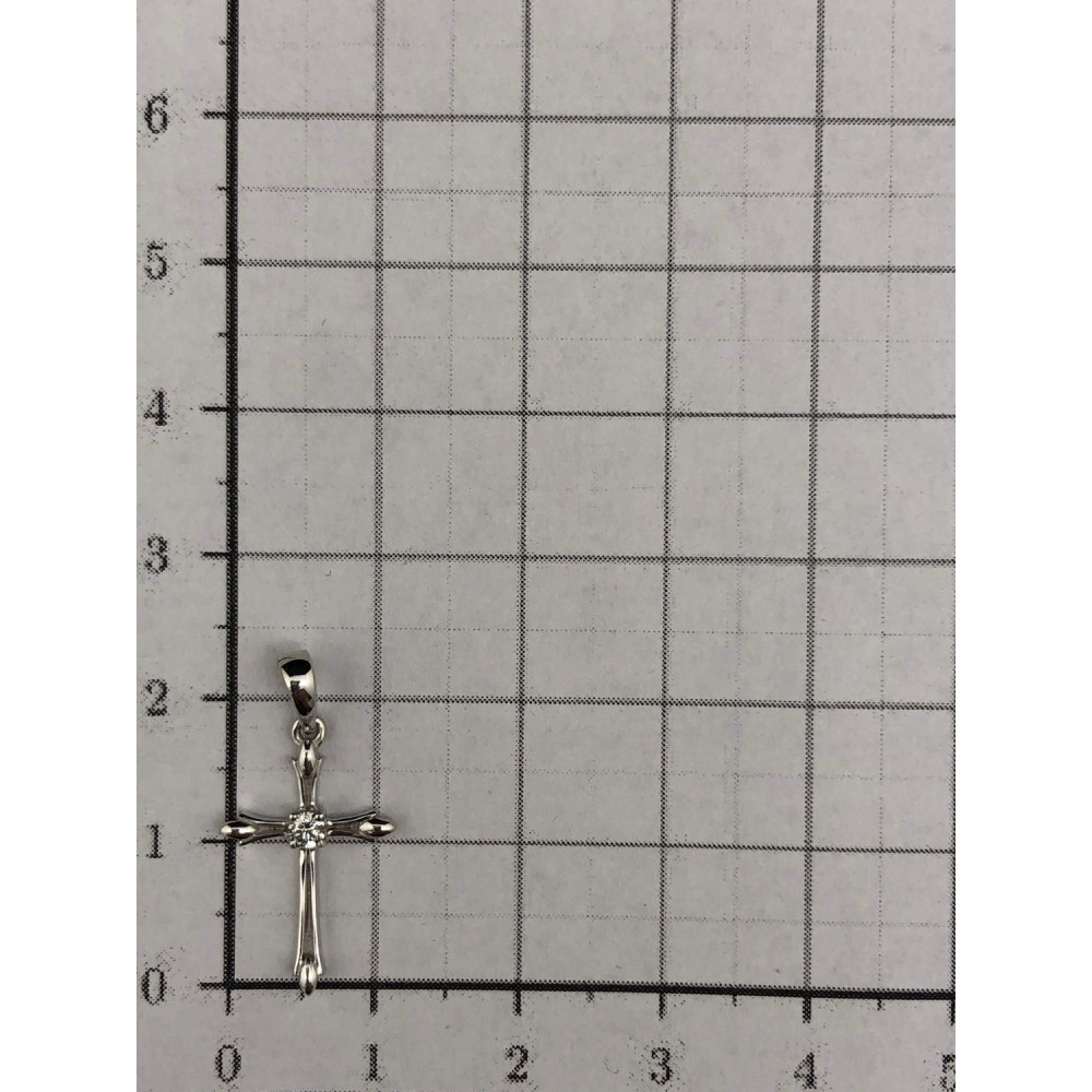 Подвеска крест из белого золота с бриллиантом 1/56 168