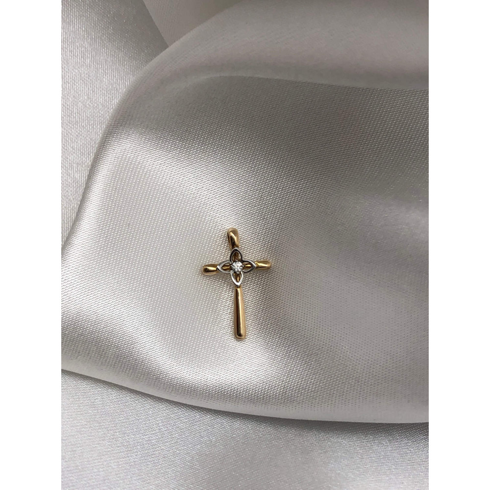 Золотая подвеска крест с бриллиантами 1/56 165