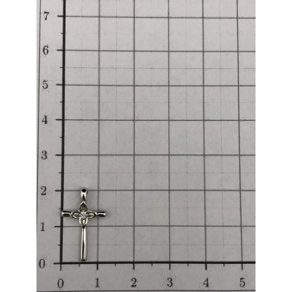 Подвеска крест из белого золота с бриллиантом 1/56 208
