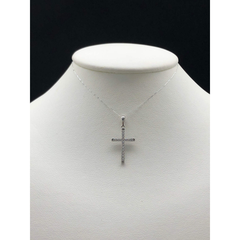 Подвеска крест из белого золота с бриллиантами 1/56 174