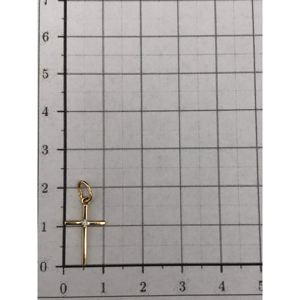 Золотая подвеска крест с бриллиантом 1/56 84