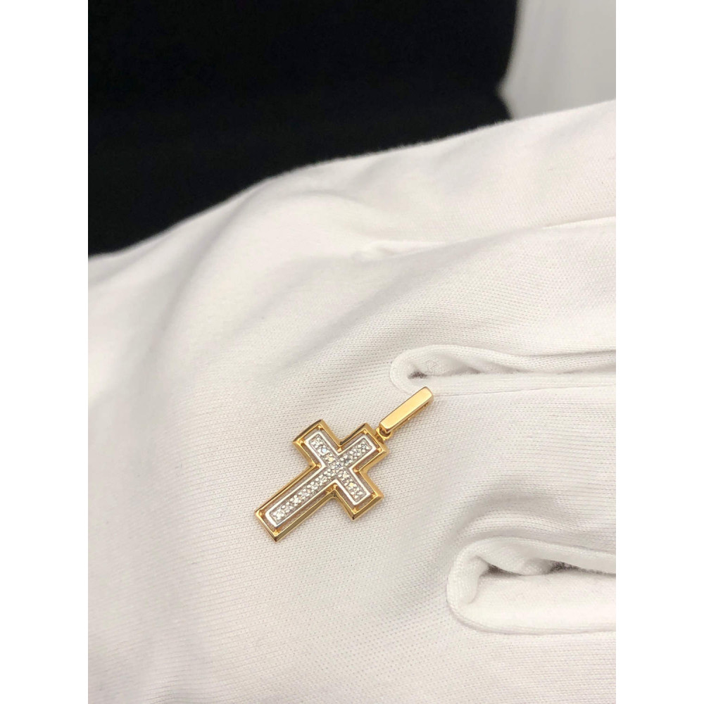 Золотая подвеска крест с бриллиантами 1/56 162