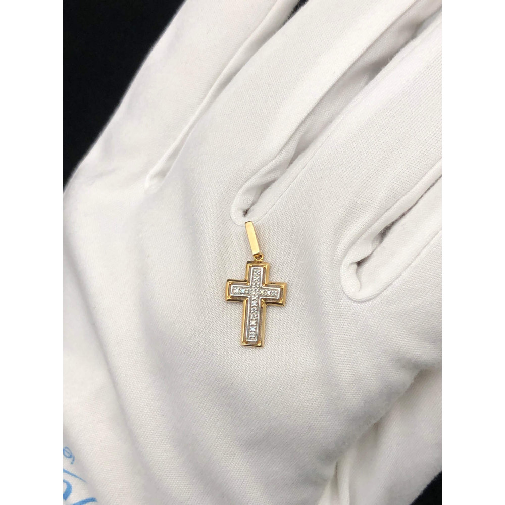 Золотая подвеска крест с бриллиантами 1/56 162