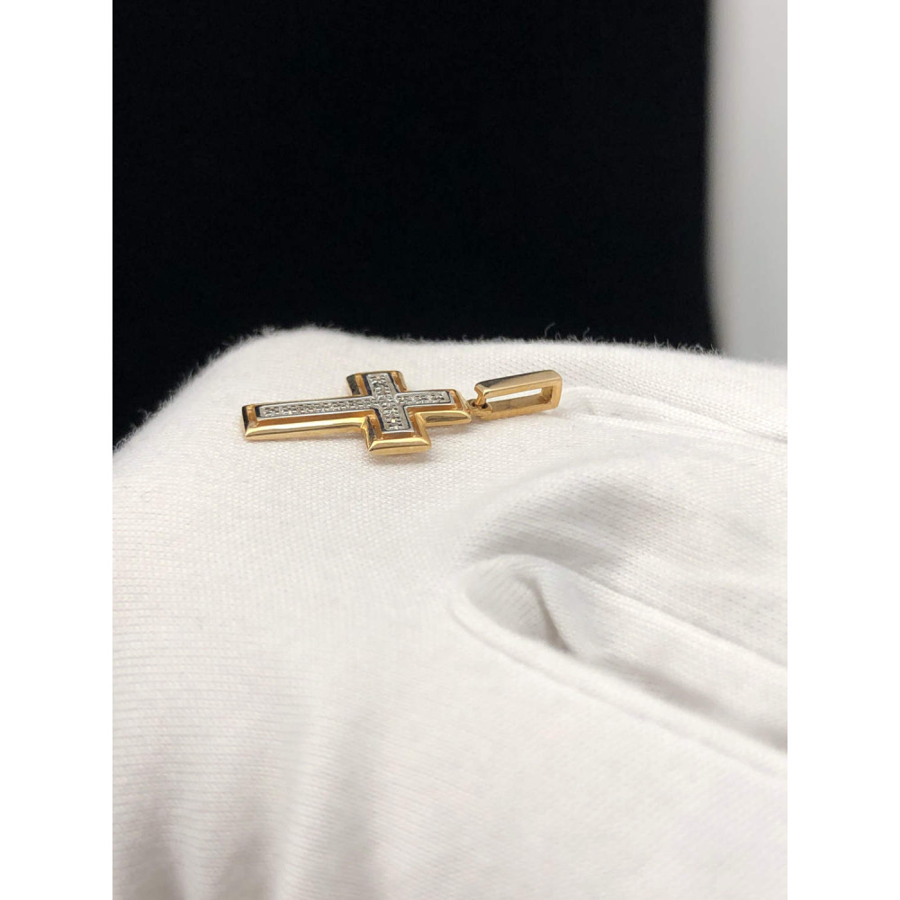 Золотая подвеска крест с бриллиантами 1/56 162