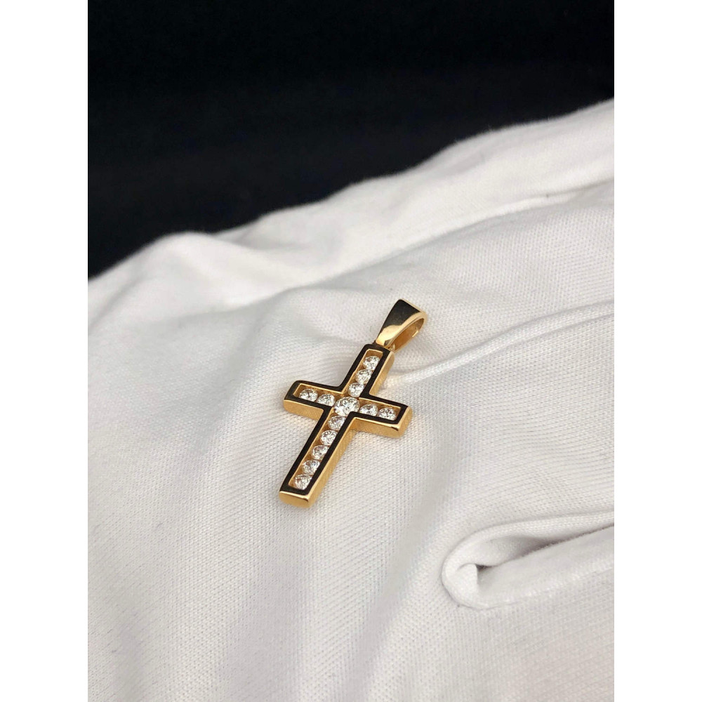 Золотая подвеска крест с бриллиантами 1/56 190