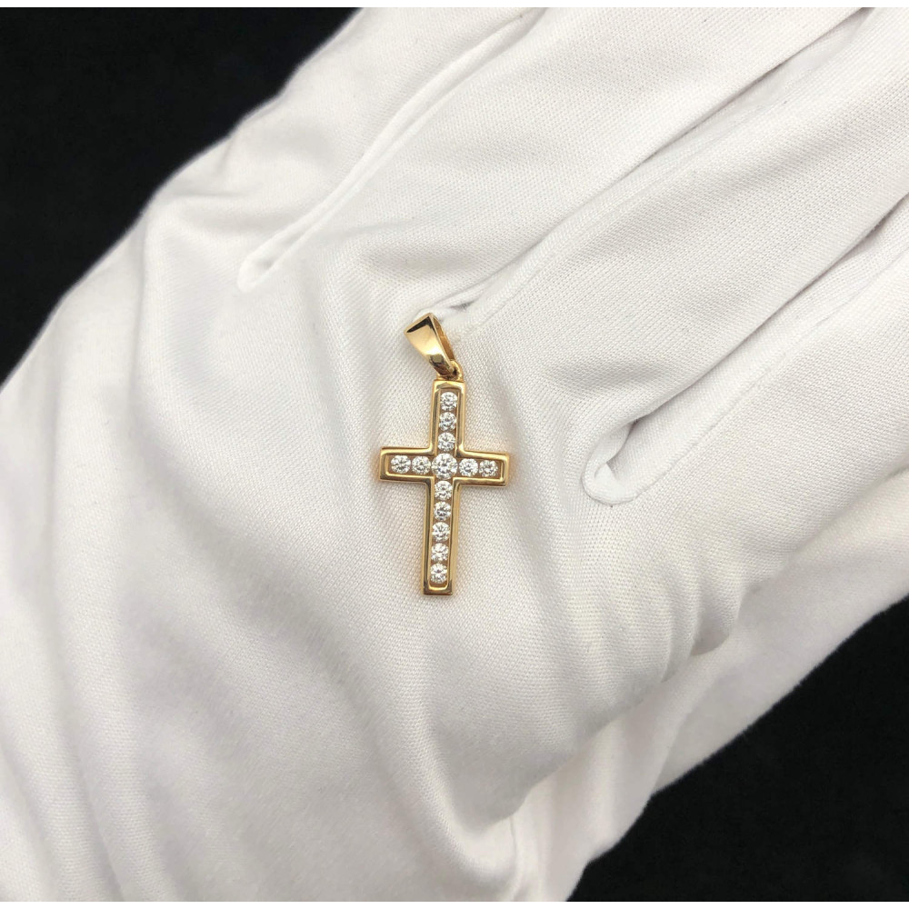 Золотая подвеска крест с бриллиантами 1/56 190