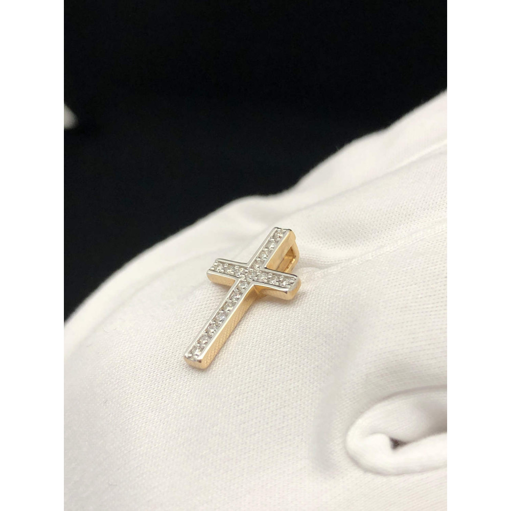 Золотая подвеска крест с бриллиантами 1/56 176