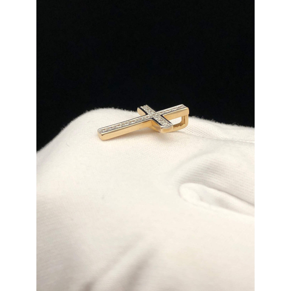 Золотая подвеска крест с бриллиантами 1/56 176