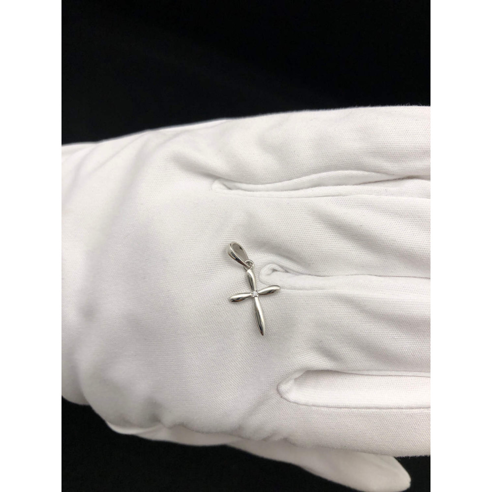 Подвеска крест из белого золота с бриллиантом 1/56 87