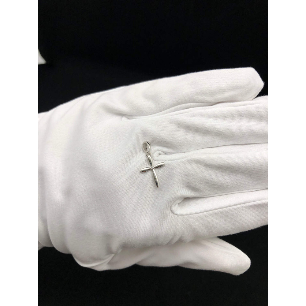 Подвеска крест из белого золота с бриллиантом 1/56 87