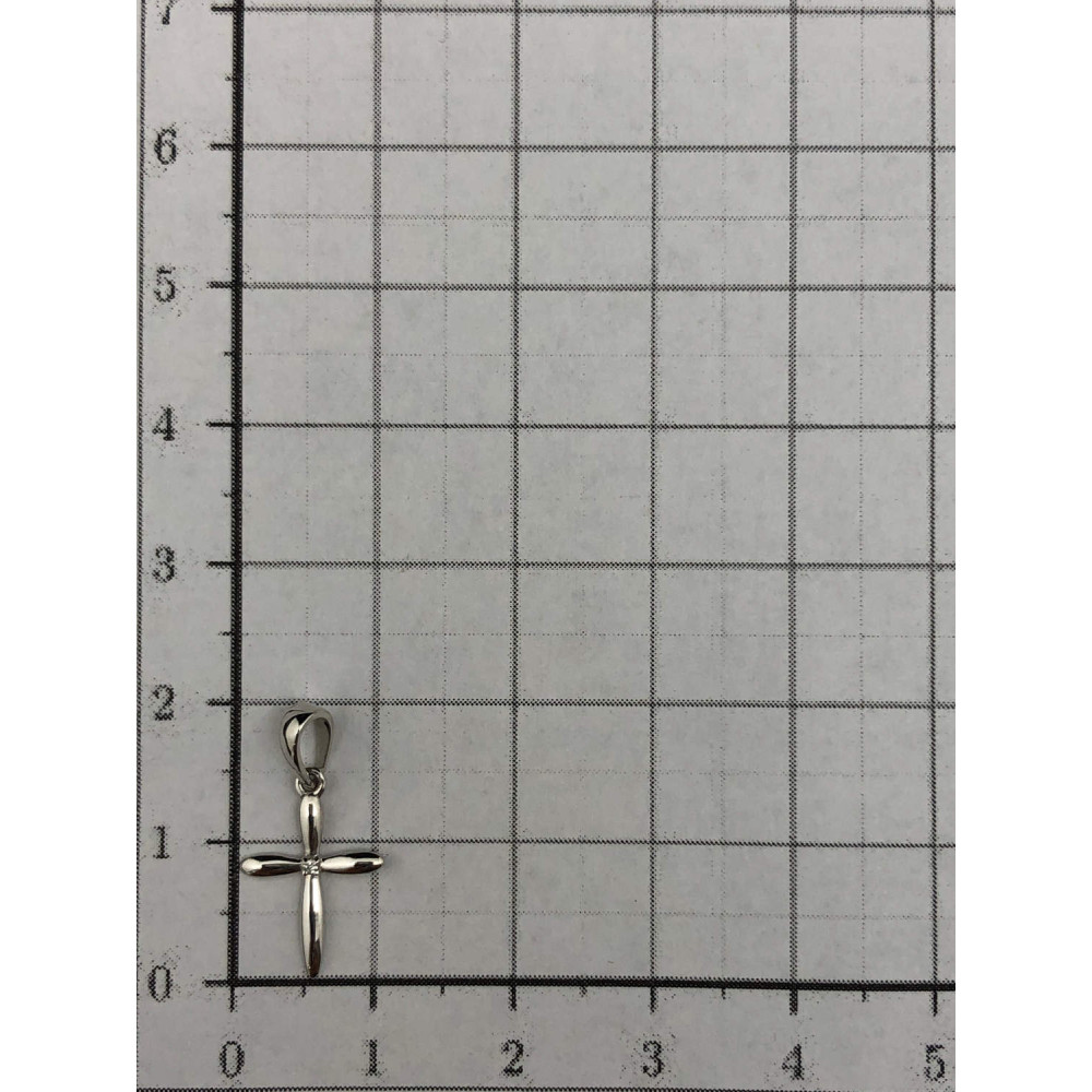 Подвеска крест из белого золота с бриллиантом 1/56 87
