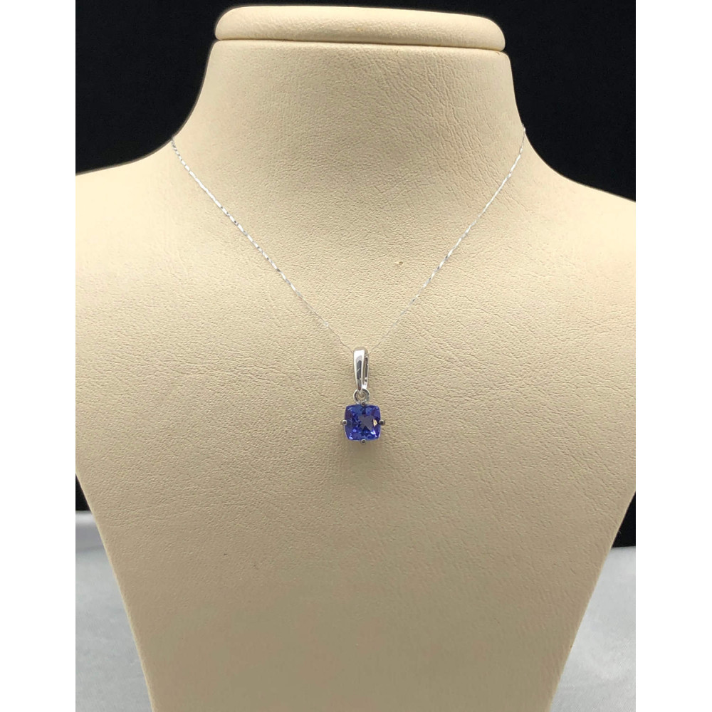 Подвеска из белого золота с танзанитом и черным родием 0/44 138