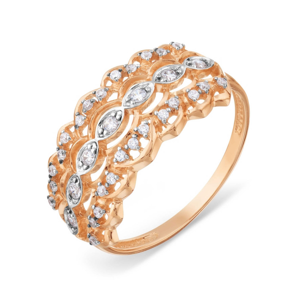 Gold ring with cubic zirconia 17.0 0/5 421