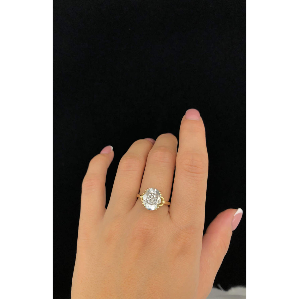 Kuldsõrmus ametüstikivi ja briljantidega 17.3 0/44 43