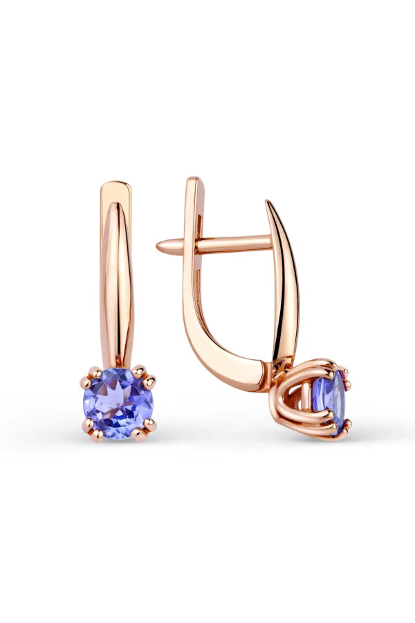 Золотые серьги с танзанитами