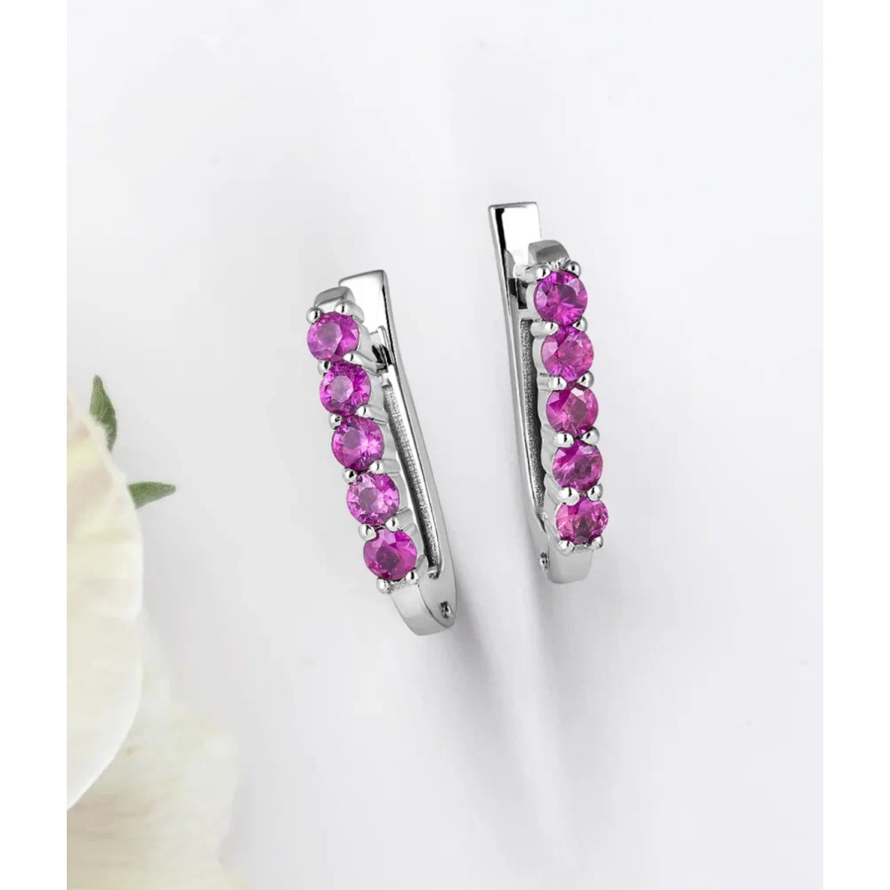 0,65 Ct Серьги дорожка из рубинов в белом золоте 