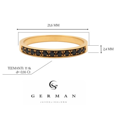 0.16 Ct Black Diamond Ring in Rose Gold