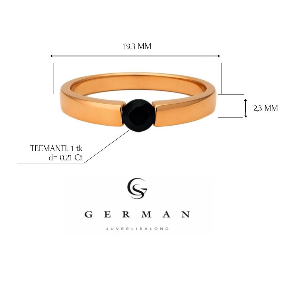 0.21 Ct Rose Gold Black Diamond Ring