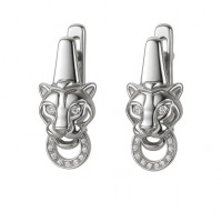 0,1 Ct Золотые серьги с бриллиантами пантера