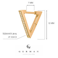 0,14 Ct Серьги-треугольники из розового золота с бриллиантами 