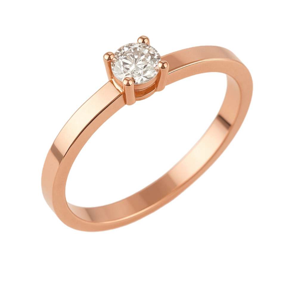 0,24 Ct Кольцо из розового золота с бриллиантами