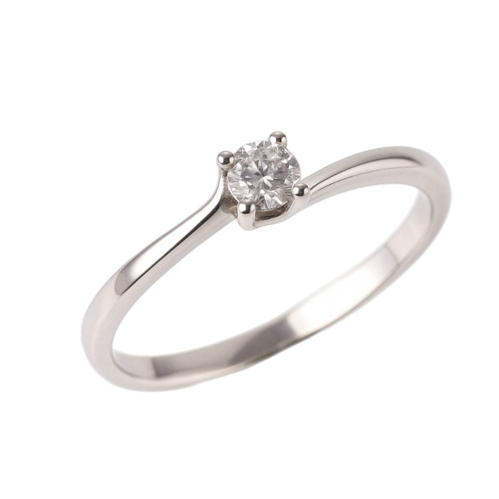 0,13 Ct Кольцо из белого золота с бриллиантом