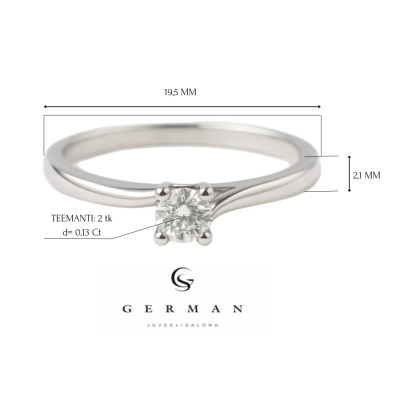 0,13 Ct Кольцо из белого золота с бриллиантом 