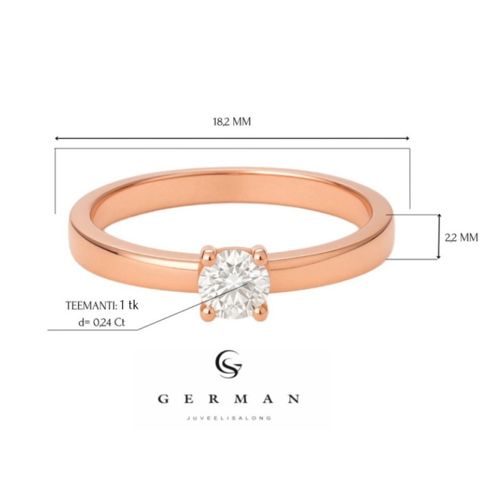 0,24 Ct Кольцо из розового золота с бриллиантами