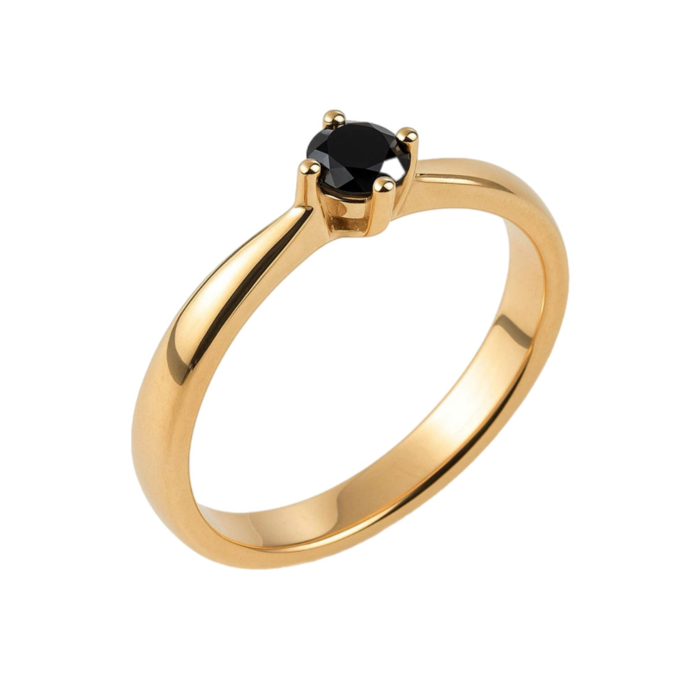 0,4 Ct Кольцо из розового золота с чёрным бриллиантом