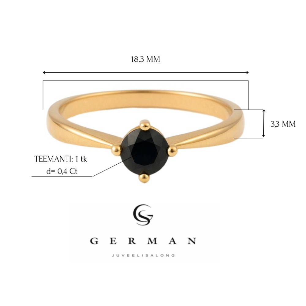 0,4 Ct Кольцо из розового золота с чёрным бриллиантом