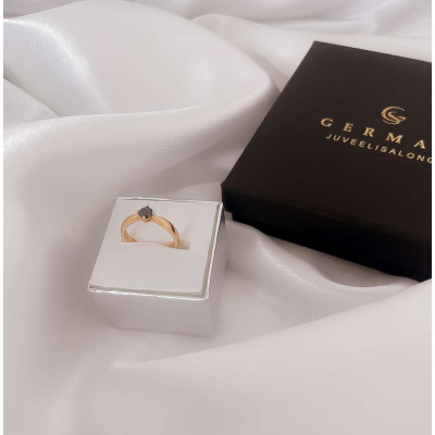 0,4 Ct Кольцо из розового золота с чёрным бриллиантом