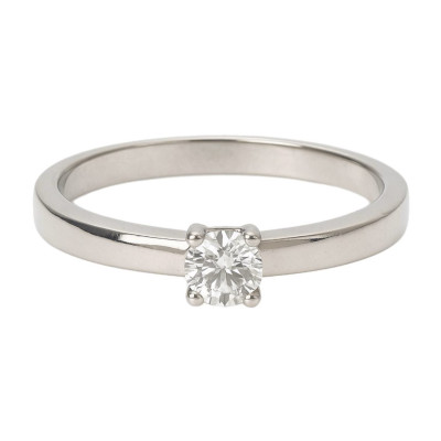 0,24 Ct Кольцо из белого золота с бриллиантом