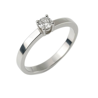 0,24 Ct Кольцо из белого золота с бриллиантом