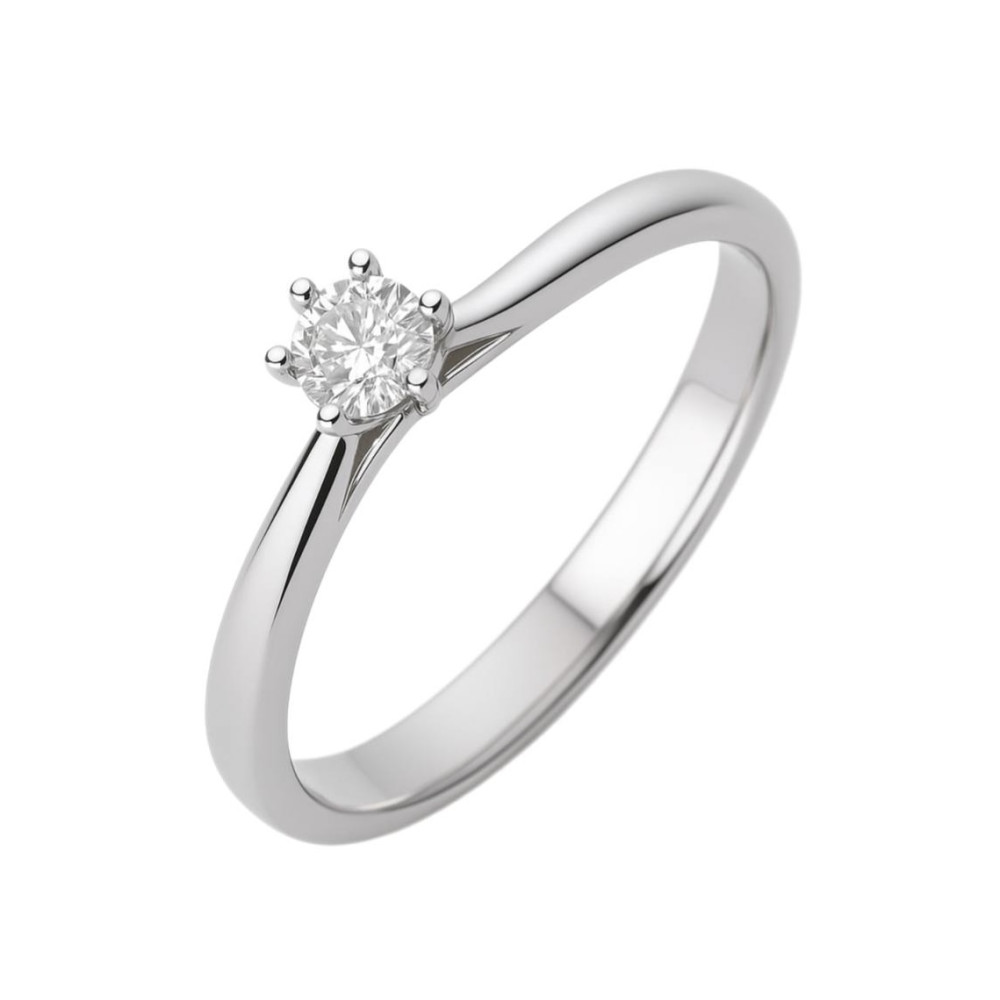 0,17 Ct Кольцо из белого золота с бриллиантом