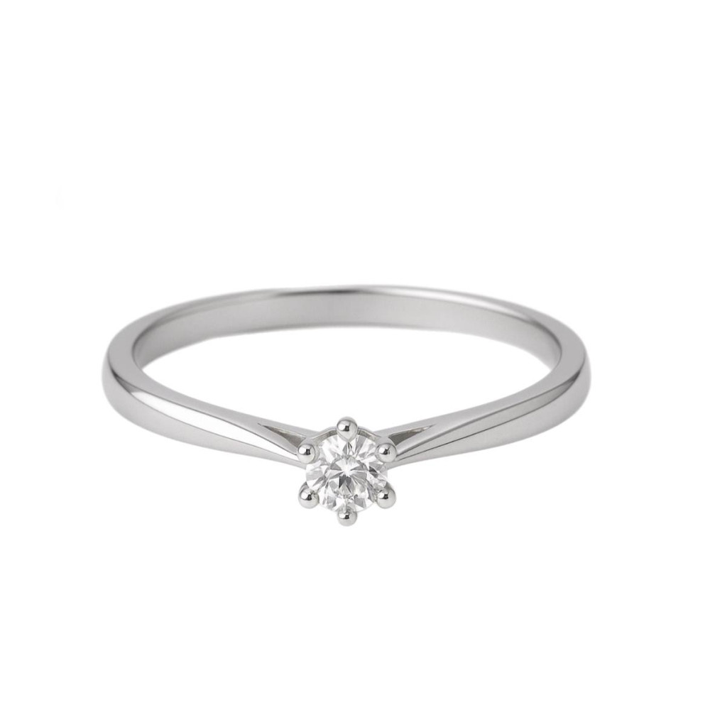 0,17 Ct Кольцо из белого золота с бриллиантом