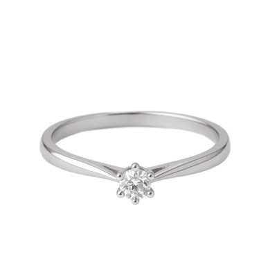 0,17 Ct Кольцо из белого золота с бриллиантом